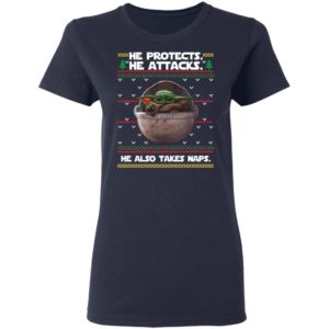 Baby Yoda He protects he also takes naps Christmas sweater
