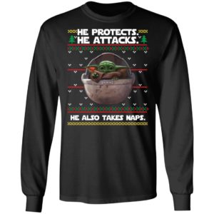 Baby Yoda He protects he also takes naps Christmas sweater