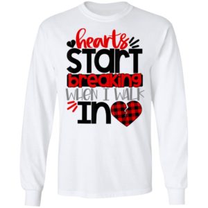 Buffalo Plaid Valentines Shirt Hearts Start Breaking Walk In Valentines Day Shirt Long Sleeve