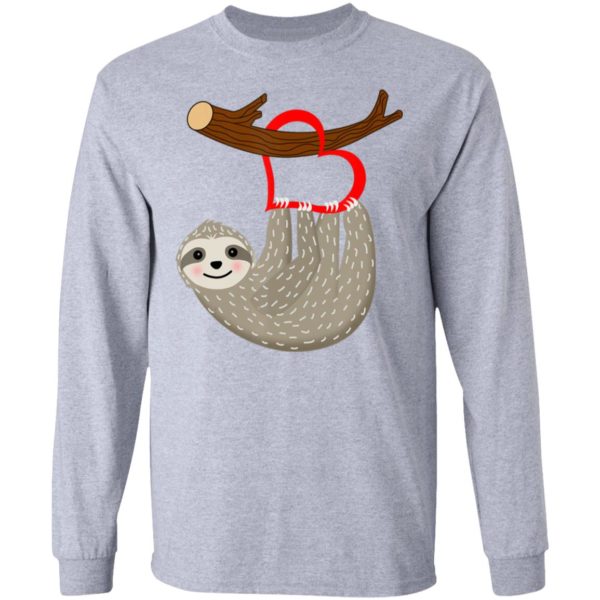 Sloth Heart Valentines Day T-Shirt Long Sleeve