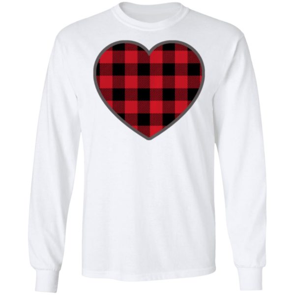 Heart Valentines Day Buffalo Plaid T-Shirt Long Sleeve