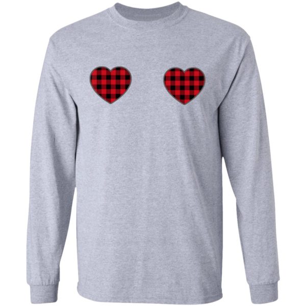 Heart Valentines Day Buffalo Plaid T-Shirt