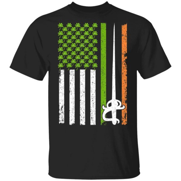 Irish Fencing American Flag Saint Patricks Day Shirt, Long Sleeve