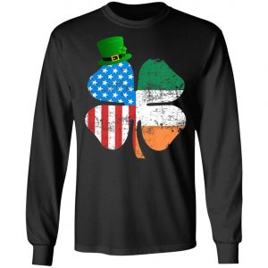 American Flag A Green Leprechauns Hat Saint Patricks Day T-Shirt Long Sleeve