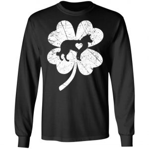 Border Collie In Shamrock Clover St Patricks Day Irish T-Shirt, Long Sleeve