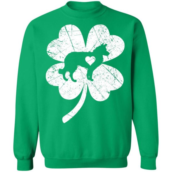 Border Collie In Shamrock Clover St Patricks Day Irish T-Shirt, Long Sleeve