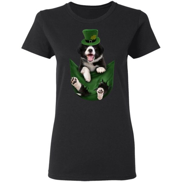 Border Collie In Your Pocket St Patricks Day Dog Lover T-Shirt, Long Sleeve