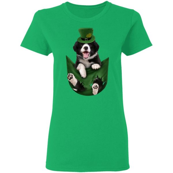 Border Collie In Your Pocket St Patricks Day Dog Lover T-Shirt, Long Sleeve