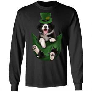 Border Collie In Your Pocket St Patricks Day Dog Lover T-Shirt, Long Sleeve