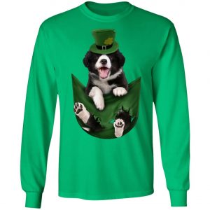 Border Collie In Your Pocket St Patricks Day Dog Lover T-Shirt, Long Sleeve