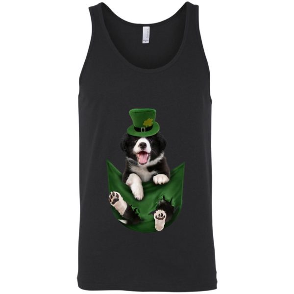 Border Collie In Your Pocket St Patricks Day Dog Lover T-Shirt, Long Sleeve
