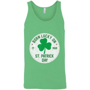 Born Lucky On 17 March St Patricks Day Shamrock Birthday T-Shirt, Long Sleeve