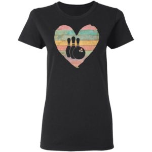 Bowling Vintage Retro Heart Bowling Valentines Day T-Shirt Long Sleeve