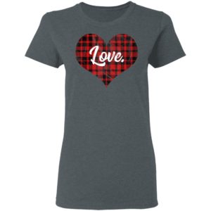 Buffalo Plaid Heart T Shirt Valentines Day Heart Shirt Long Sleeve