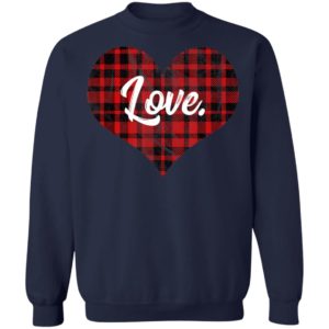 Buffalo Plaid Heart T Shirt Valentines Day Heart Shirt Long Sleeve