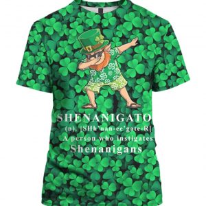 Shenanigator St. Patrick’s Day 3D Print Shirt, Hoodie Apparel, Long Sleeve – Dabbing Leprechaun Hawai