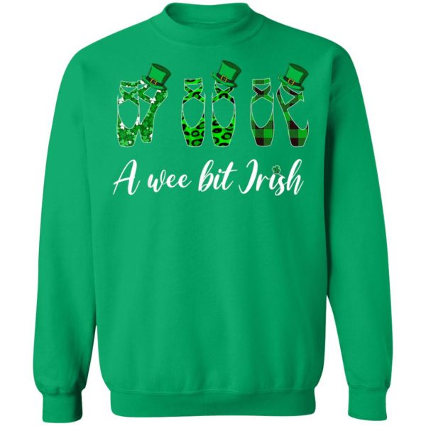A Wee Bit Irish Green Plaid Ballet Shoes St Patricks Day Shirt, Long Sleeve
