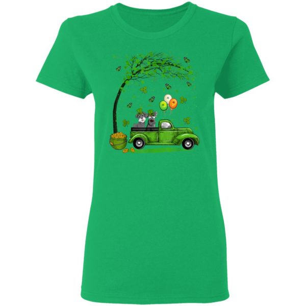 Blue Truck Pickup Schnauzer St Patricks Day Dog Lovers T-Shirt, Long Sleeve, Tank Top