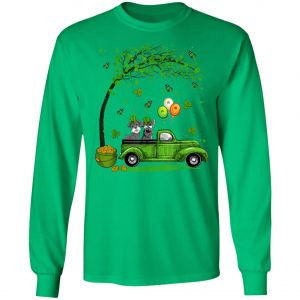 Blue Truck Pickup Schnauzer St Patricks Day Dog Lovers T-Shirt, Long Sleeve, Tank Top