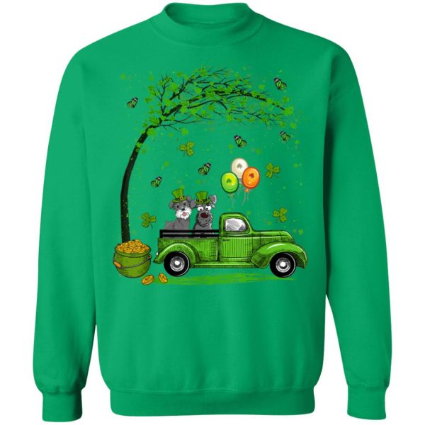 Blue Truck Pickup Schnauzer St Patricks Day Dog Lovers T-Shirt, Long Sleeve, Tank Top