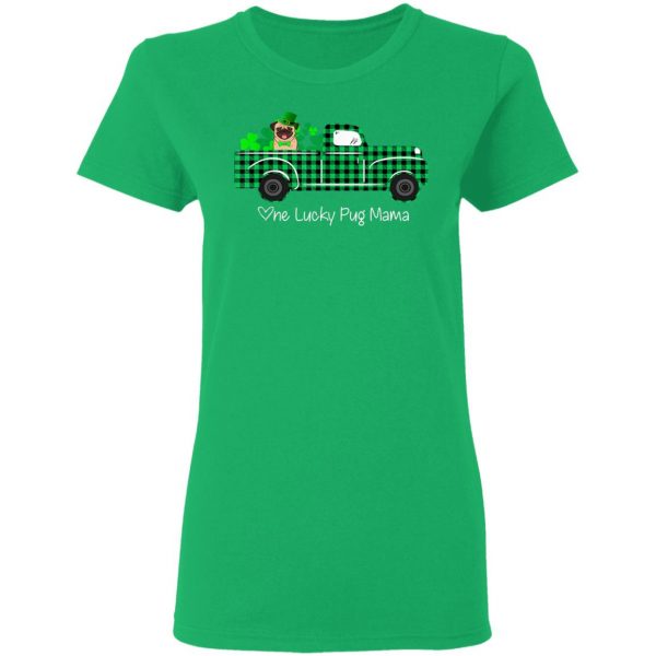 Buffalo Plaid Truck One Lucky Pug Mama St Patricks Day T-Shirt, Long Sleeve, Tank Top