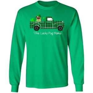 Buffalo Plaid Truck One Lucky Pug Mama St Patricks Day T-Shirt, Long Sleeve, Tank Top