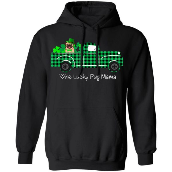 Buffalo Plaid Truck One Lucky Pug Mama St Patricks Day T-Shirt, Long Sleeve, Tank Top