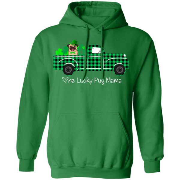 Buffalo Plaid Truck One Lucky Pug Mama St Patricks Day T-Shirt, Long Sleeve, Tank Top