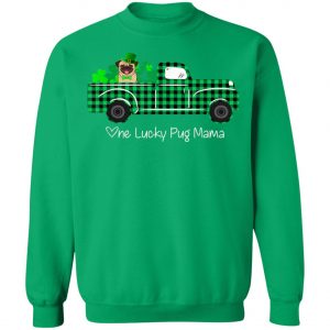 Buffalo Plaid Truck One Lucky Pug Mama St Patricks Day T-Shirt, Long Sleeve, Tank Top