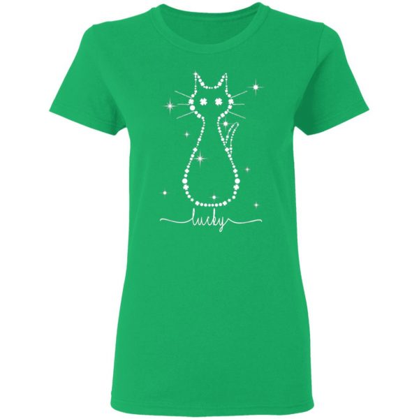 Cat Irish Leaf and Star St. Patrick Day Clover Lucky Cat T-Shirt, Long Sleeve, Tank Top