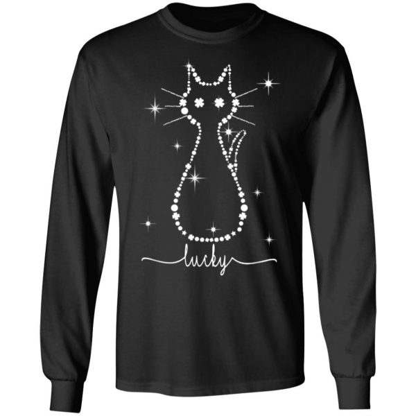 Cat Irish Leaf and Star St. Patrick Day Clover Lucky Cat T-Shirt, Long Sleeve, Tank Top