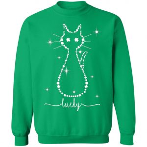 Cat Irish Leaf and Star St. Patrick Day Clover Lucky Cat T-Shirt, Long Sleeve, Tank Top