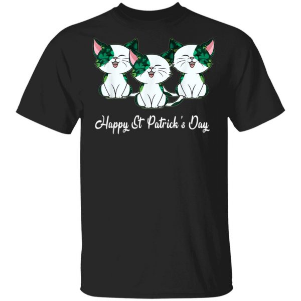 Cat Irish T-shirt Happy St Patricks Day Shamrock Buffalo T-Shirt, Long Sleeve, Tank Top