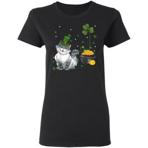 Cat Lover St. Patricks Day Lucky Shamrock T-Shirt, Long Sleeve, Tank Top