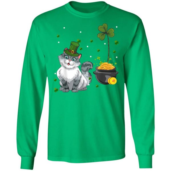Cat Lover St. Patricks Day Lucky Shamrock T-Shirt, Long Sleeve, Tank Top
