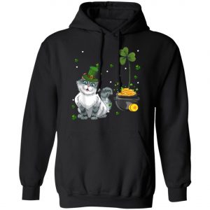 Cat Lover St. Patricks Day Lucky Shamrock T-Shirt, Long Sleeve, Tank Top