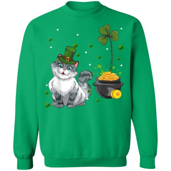 Cat Lover St. Patricks Day Lucky Shamrock T-Shirt, Long Sleeve, Tank Top