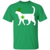 Cat Silhouette Shamrock St Patricks Day Kitten Lover Pet T-Shirt, Long Sleeve, Tank Top