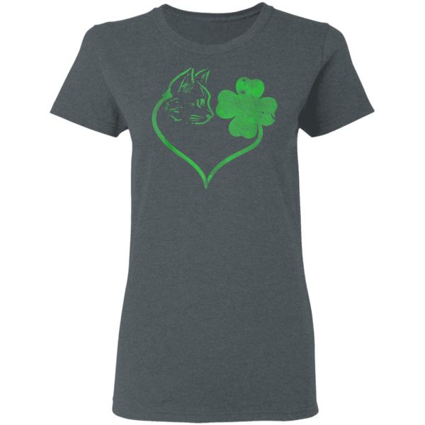 Cat Silhouette Shamrock St Patricks Day Kitten Lover Pet T-Shirt, Long Sleeve, Tank Top