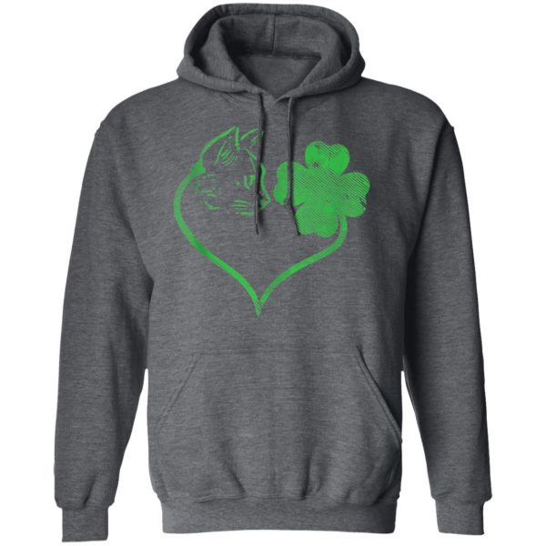 Cat Silhouette Shamrock St Patricks Day Kitten Lover Pet T-Shirt, Long Sleeve, Tank Top