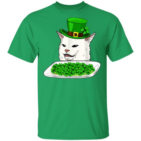 Cat Meme Yelling St Patricks Day Irish Women Cat lovers T-Shirt, Long Sleeve, Tank Top