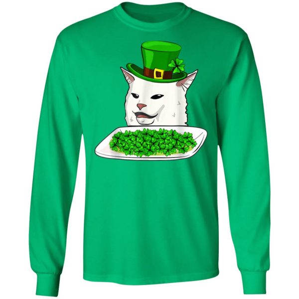 Cat Meme Yelling St Patricks Day Irish Women Cat lovers T-Shirt, Long Sleeve, Tank Top