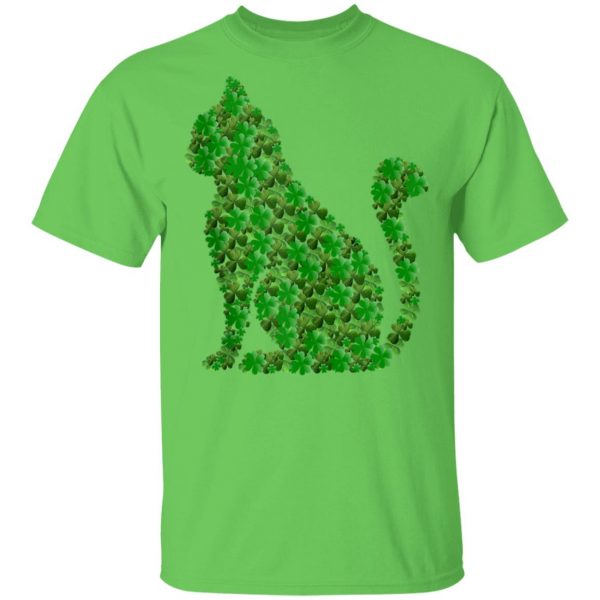 Cat Shamrocks Tee St.Patricks Day Cats Kitty Lover Irish T-Shirt, Long Sleeve