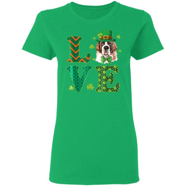 Cute Love Saint Bernard St. Patricks Day Dog Dad Mom T-Shirt, Long Sleeve, Hoodie