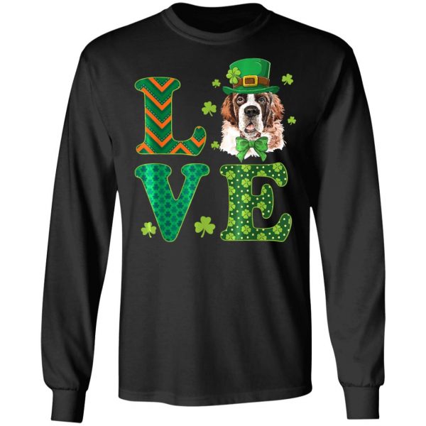 Cute Love Saint Bernard St. Patricks Day Dog Dad Mom T-Shirt, Long Sleeve, Hoodie