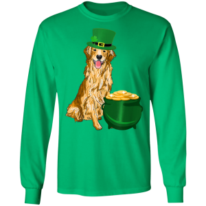 Lucky Golden Dog St Patricks Day T-Shirt, Long Sleeve, Hoodie