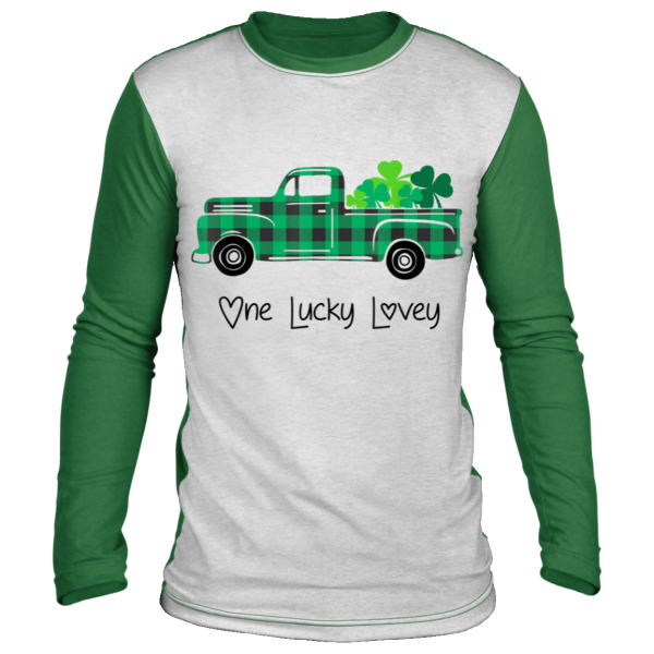 Buffalo Plaid Truck One Lucky Lovey St Patricks Day T-Shirt, Long Sleeve