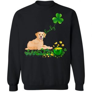 Womens Lucky Saint Yellow Labrador Dog Shamrock St Patricks Day T-Shirt, Hoodie, Long Sleeve