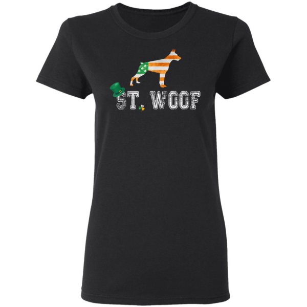 St. Patricks Day Flag American St. Woof Doberman Dog T-Shirt, Hoodie, Long Sleeve