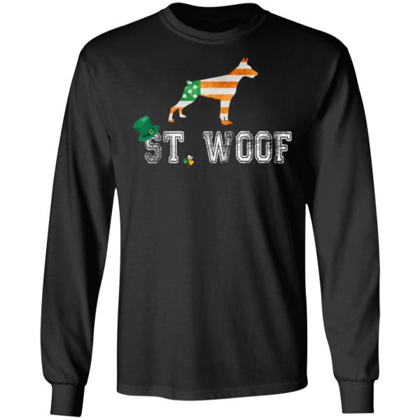 St. Patricks Day Flag American St. Woof Doberman Dog T-Shirt, Hoodie, Long Sleeve